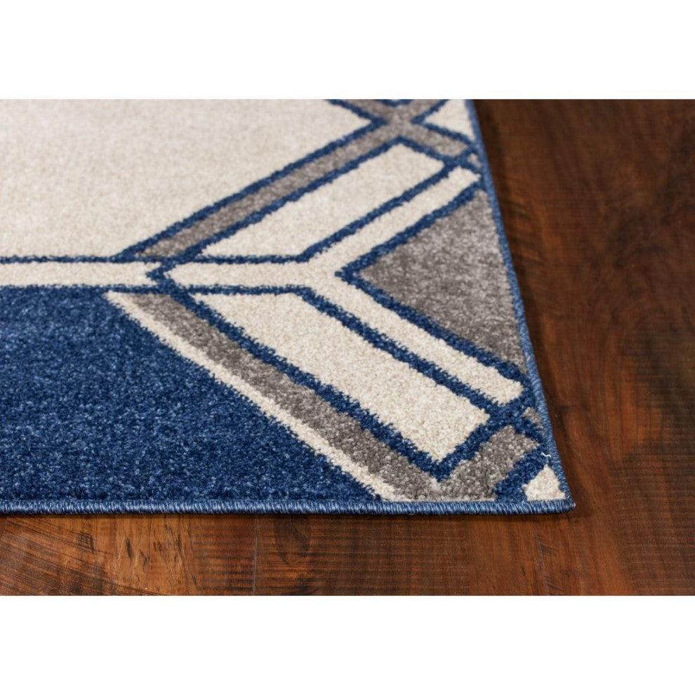 KAS Lucia 2768 Ivory/Denim Grant Area Rug, 5'3"x7'7"