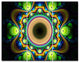 Green Fractal Pattern with Circles, Abstract Canvas Art Print, 36x28, 3 Panels