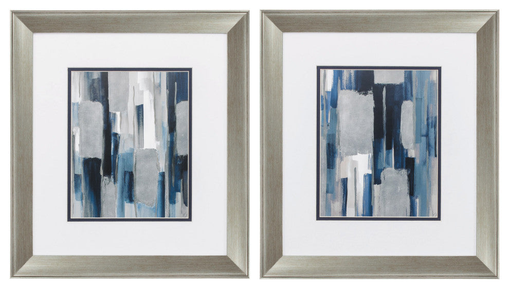 16" X 18" Brushed Silver Frame Mirage (Set Of 2)