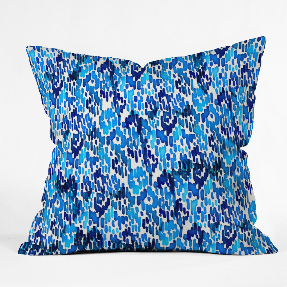 Cayenablanca Blue Ikat Outdoor Throw Pillow