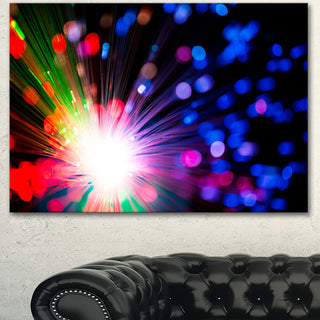 Multicolor Optical Fiber Lighting, Large Abstract Canvas Wall Art, 40"x30"