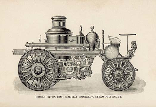 Double Extra First Size Self Propelling Steam Fire Engine - Canvas Poster