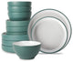 Christian Siriano Larosso Stoneware 12 Piece Dinnerware Set, Green