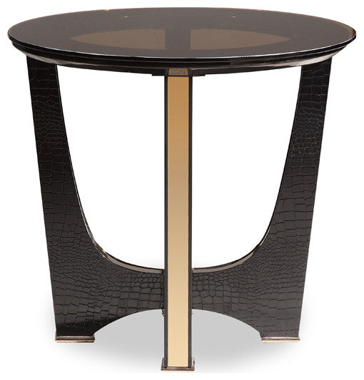HomeRoots 22" Black Crocodile and Rosegold End Table