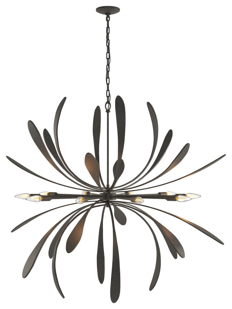 Dahlia Large Chandelier, Natural Iron Finish
