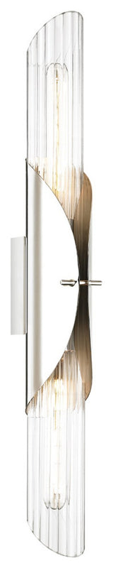 Lefferts 2 Light Wall Sconce, Polished Nickel Finish, Clear Glass