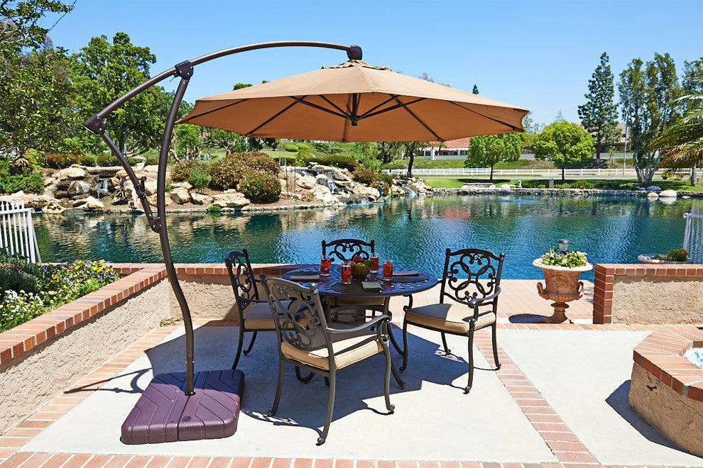 9' Cantilever Umbrella Deluxe Crank Lift, Bronze, Pacifica, Capri