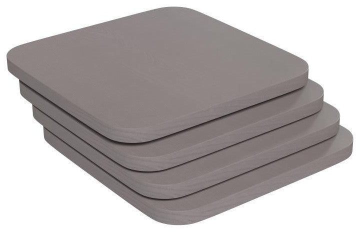 Perry Set of 4 Poly Resin Wood Seat with Rounded Edges Metal Chairs & Stools, Gr