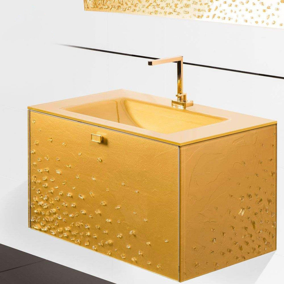 Diva Luxury Murano Glass Drop-In Single Bathroom Vanity 32", Gold
