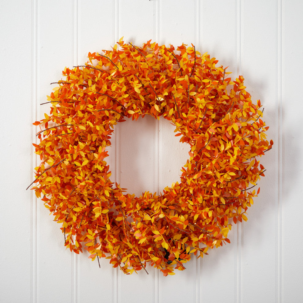 24" Harvest Fall Pre-Lit Wreath With 100 Micro Dot LED Lights