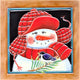 8x8" Snowman Wear Red Cap Ceramic Art Tile Hand Painted Trivet Hot Plate