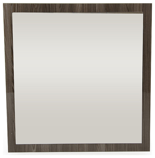 HomeRoots 41" Grey MDF Glass and Veneer Mirror