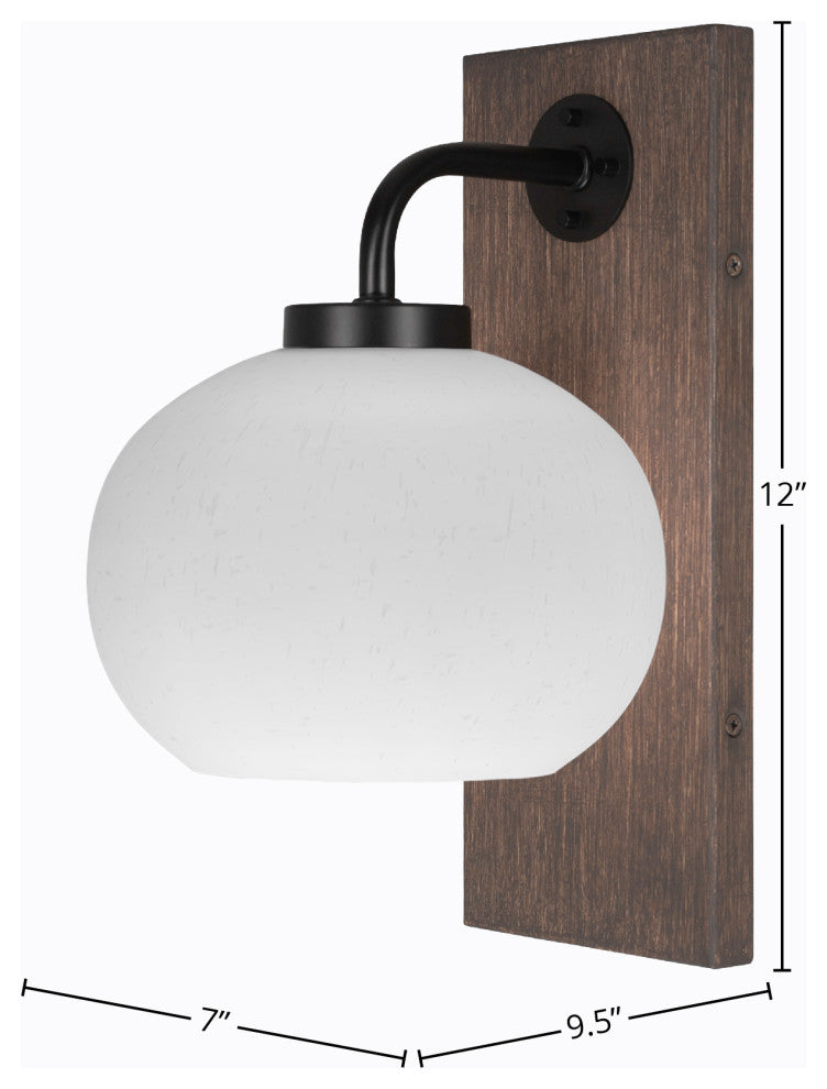 Oxbridge Wall Sconce, Matte Black & Painted Distressed Metal, 7" White Muslin
