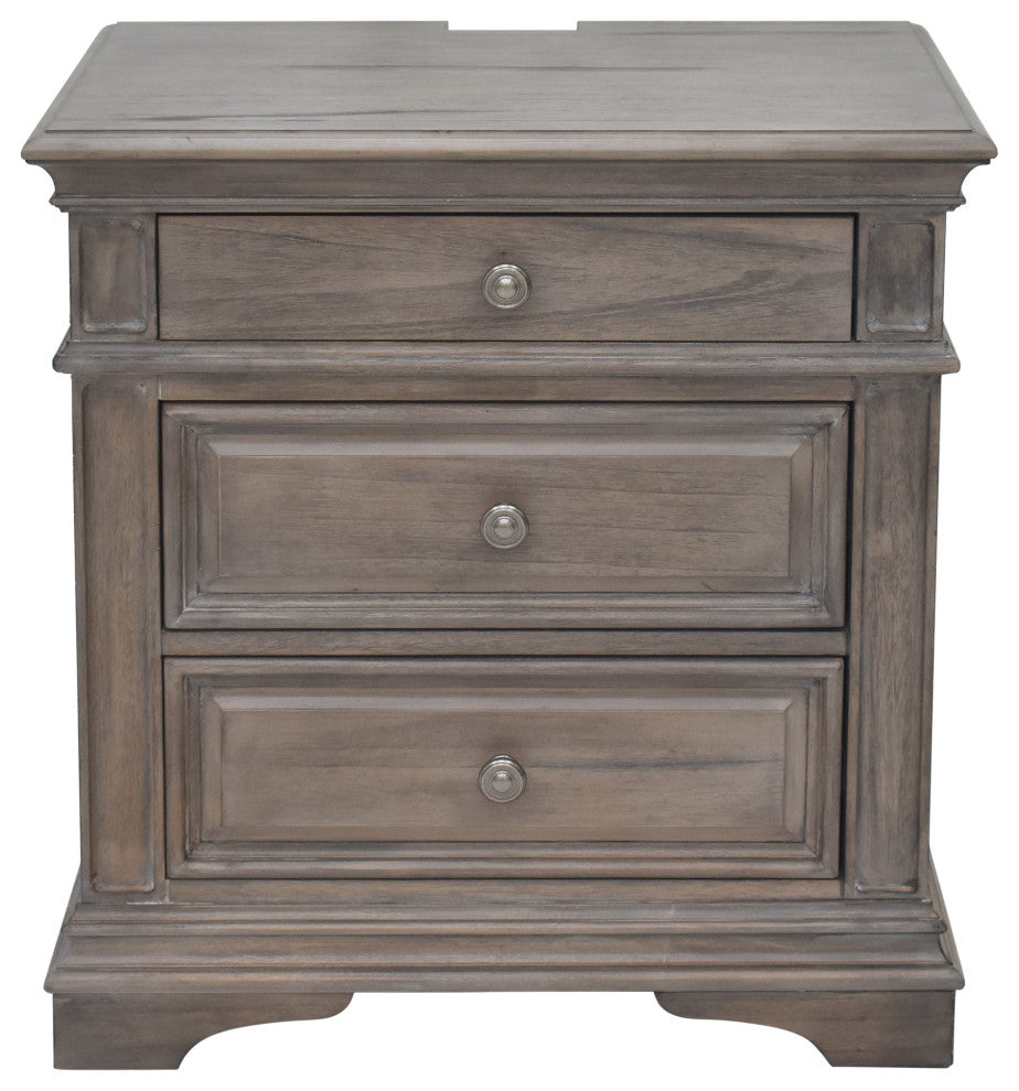 Highland Park Nightstand, Distressed Driftwood