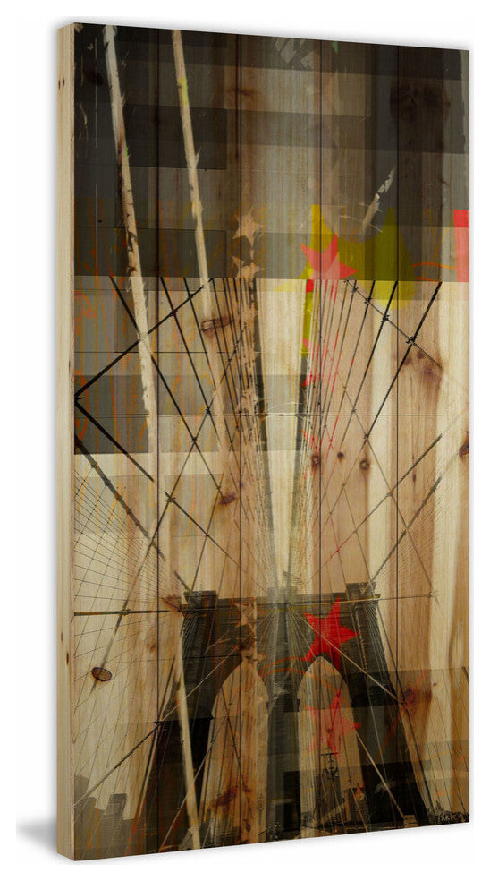 "Brooklyn" Painting Print on Natural Pine Wood, 12"x24"