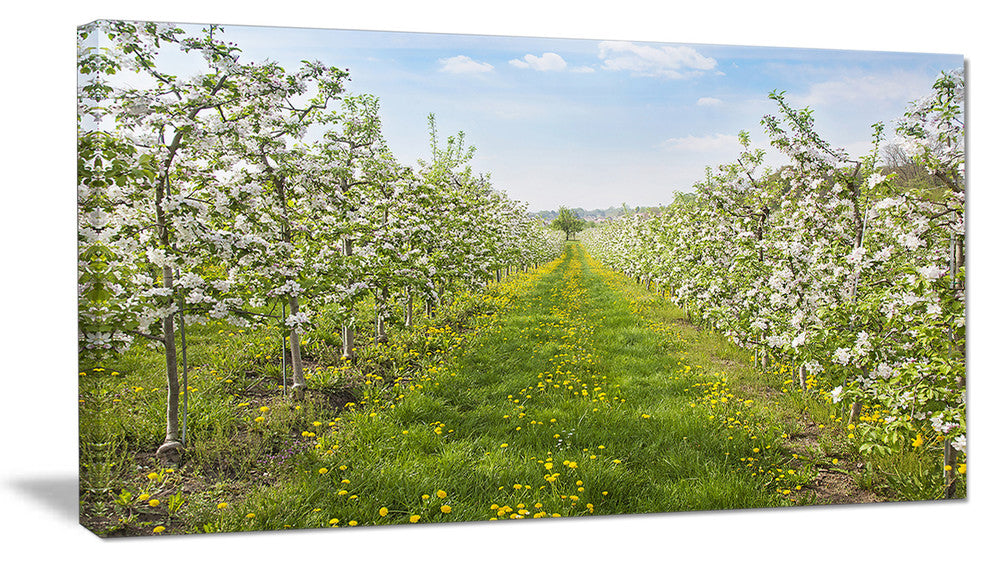 Bloomy Peach Forest Photography, Floral Canvas Art Print, 32"x16"