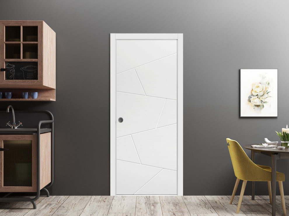Slab Barn Door Panel 30 x 80 | Planum 0990 Painted White