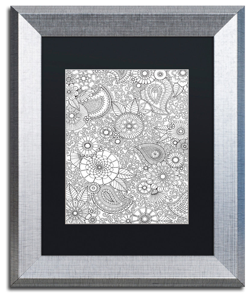 Hello Angel ''Paisley Floral'' Art, Silver Frame, Black Mat, 14x11