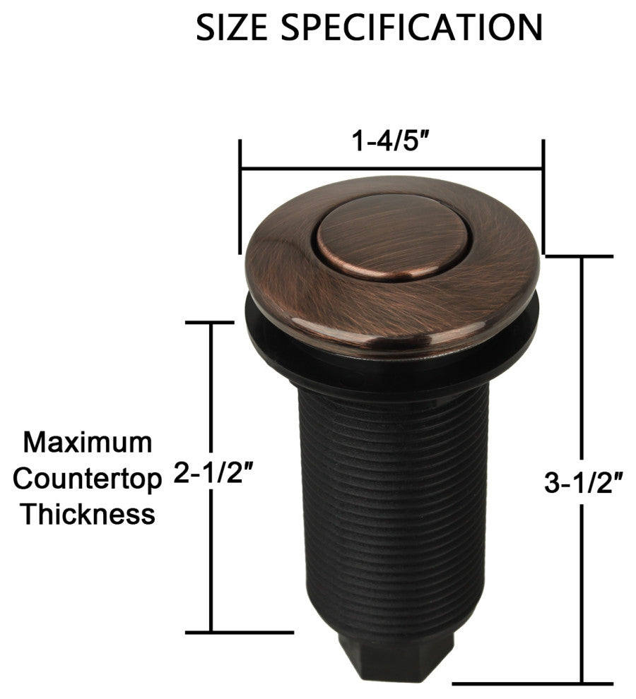 Single Outlet Copper Garbage Disposal Kitchen Air Switch Kit, Antique Copper