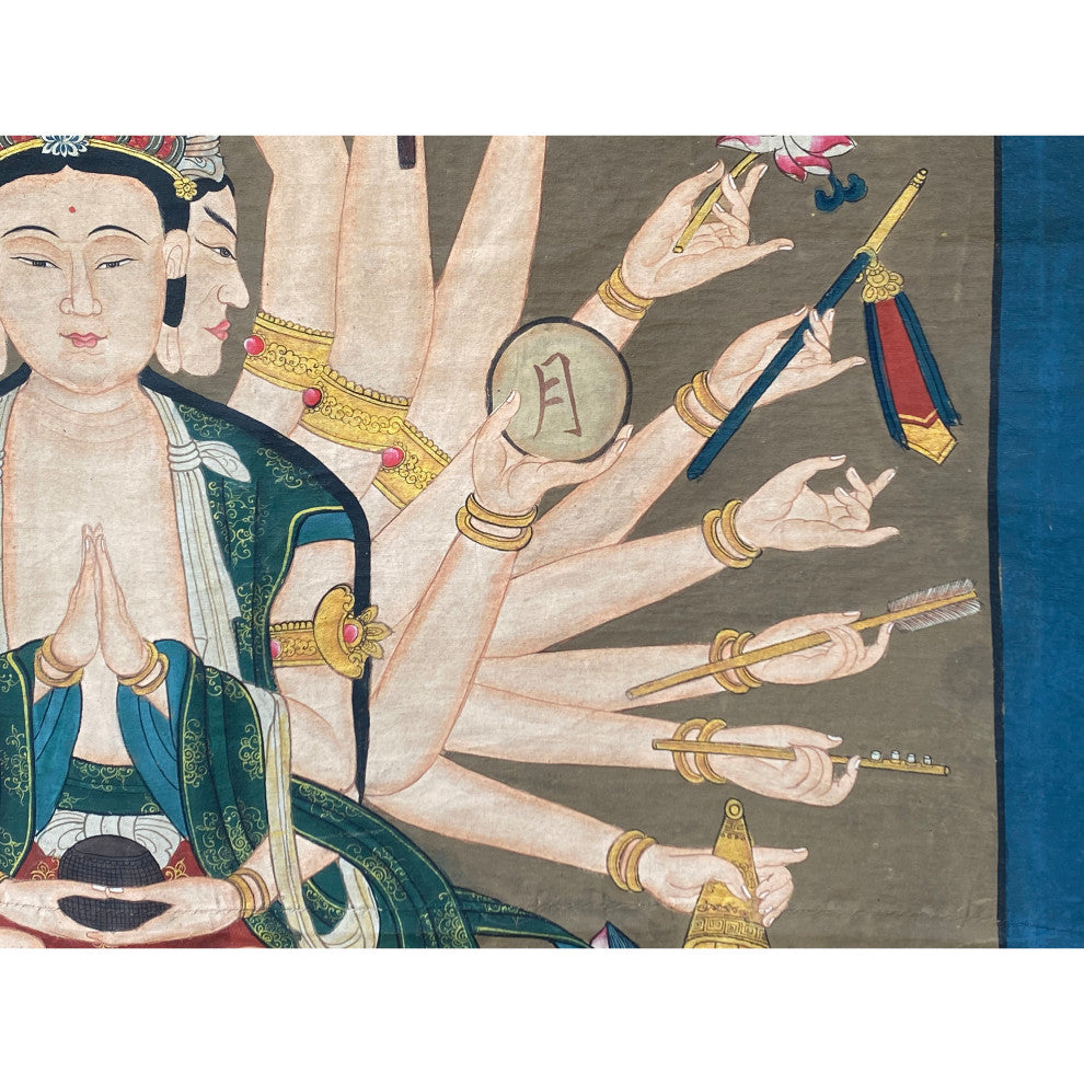 Large Chinese Canvas Art of 24 Arms Bodhisattva Kwan Yin Avalokitesvara Hcs7165