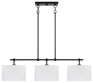 41'' W 3-Light Black Kitchen Island Chandelier With White Drum Shades