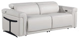 Augusto Top Grain Power Reclining Italian Leather Sofa, Light Gray