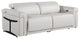 Augusto Top Grain Power Reclining Italian Leather Sofa, Light Gray