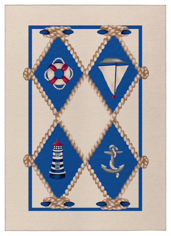 Indoor/Outdoor Harbor HA6 Ivory Machine Washable 8' x 10' Rug