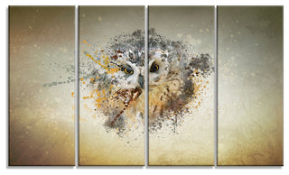 Large Gracing Owl, Animal Canvas Wall Art, 48"x28", 4 Panels