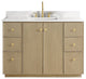 Oza Bath Vanity with Quartz Stone Top, Aged Natural Oak, 48", Single Vanity, No Mirror