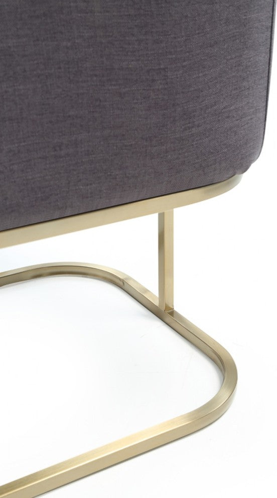 Modrest Yukon Modern Gray Fabric & Antique Brass Dining Chair