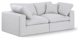 Comfy Upholstered Modular Sofa, White, 2-Piece: 2 Corner Chair, Linen Textured Fabric