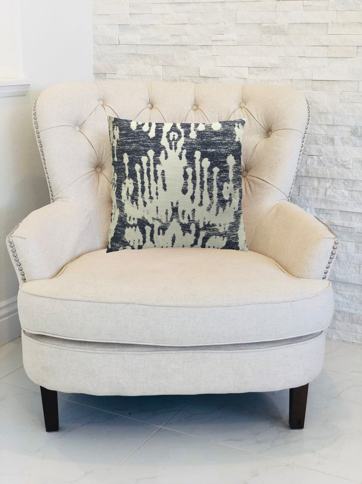 Plutus Painted Ikat Handmade Throw Pillow, Double Sided 24"x24"