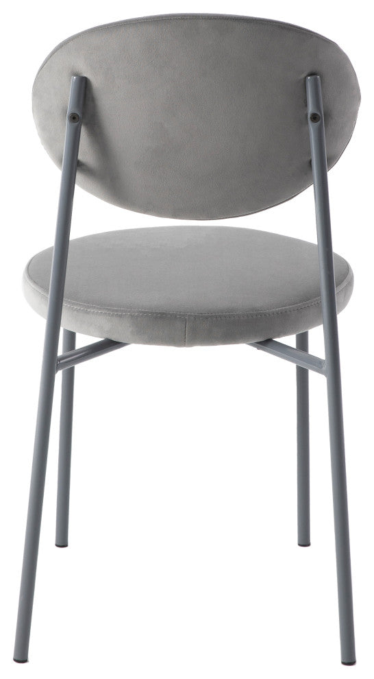 LeisureMod Euston Modern Velvet Dining Chair with Grey Steel Frame, Gray