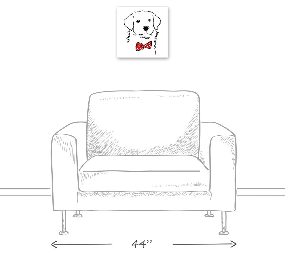 Designs Direct Dog With Polka Dot Bow 12x12 Canvas Wall Art
