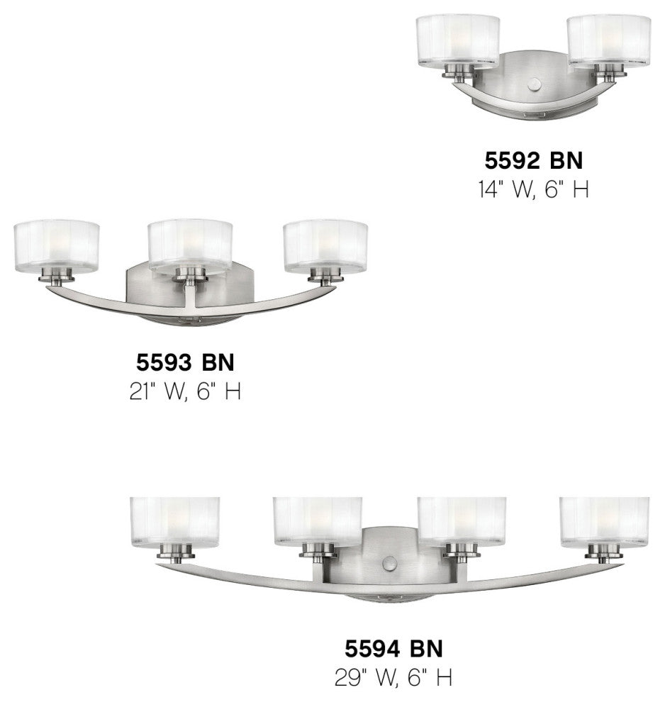 Hinkley Meridian Three Light Vanity, Brushed Nickel