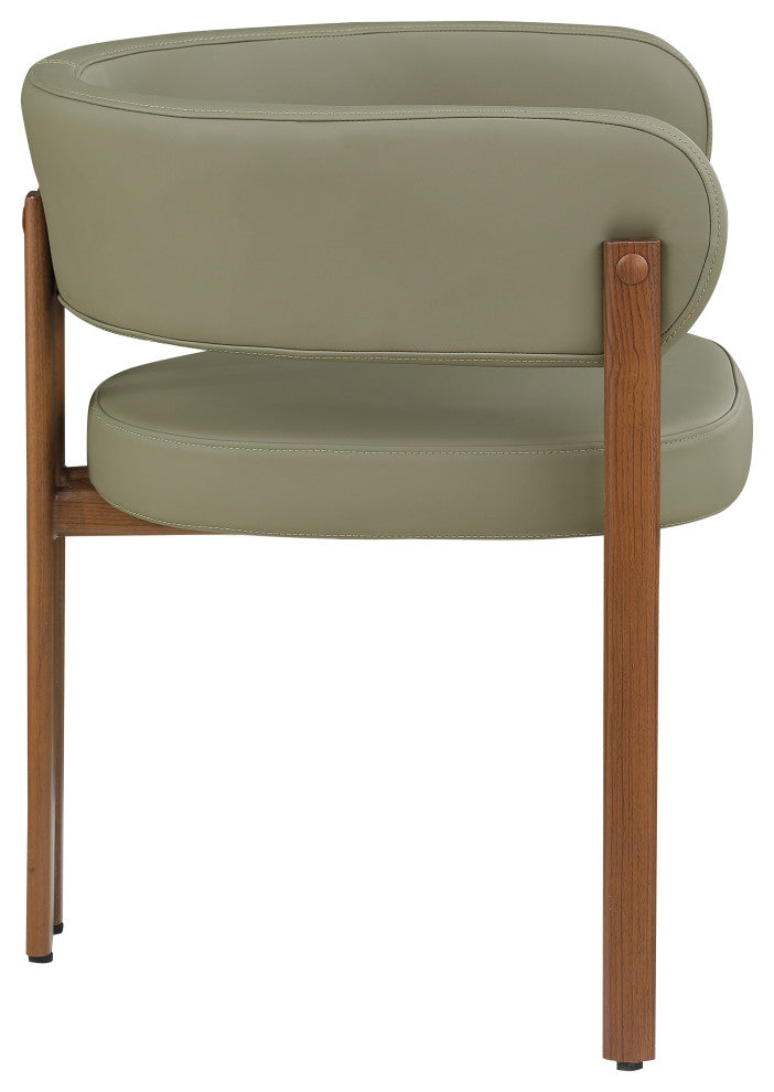 Gideon Black Faux Leather Dining Chair (Set of 2), Olive, Walnut Finish