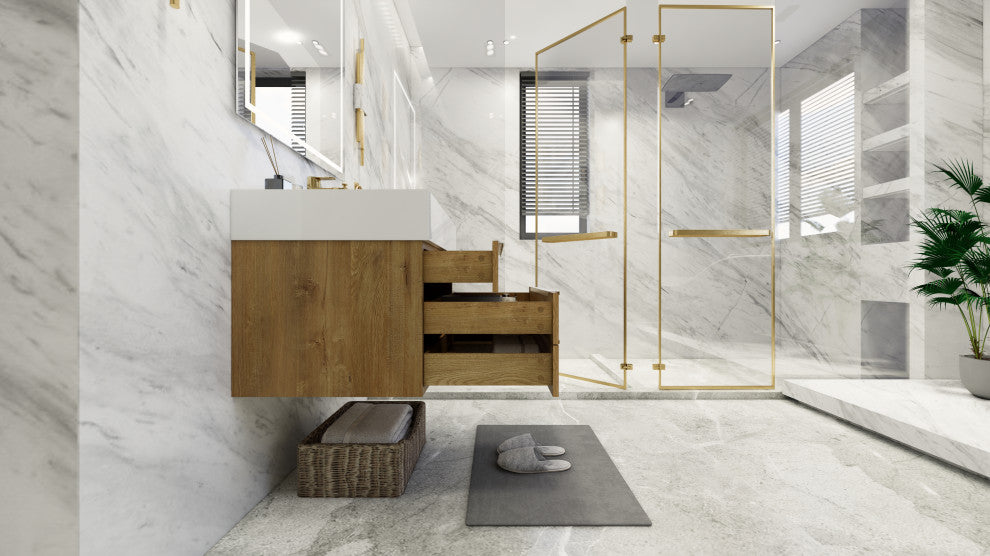 Madison 30" Wall Mounted Vanity With Reinforced Acrylic Sink, Oak