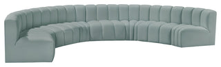 Arc Vegan Leather Upholstered 8-Pc. Inward Curved Modular Sectional, Green