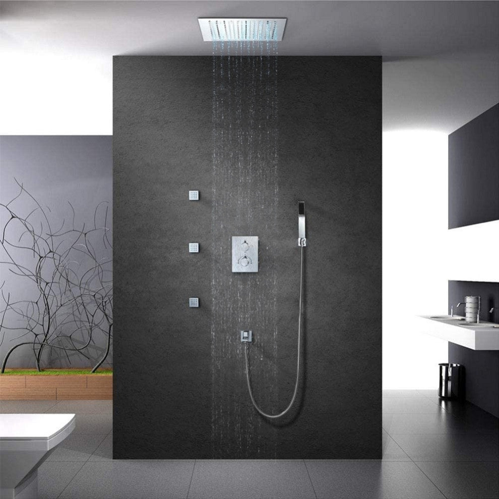 Maine Contemporary Remote LED Rainfall Thermostatic Recessed Ceiling Mount
