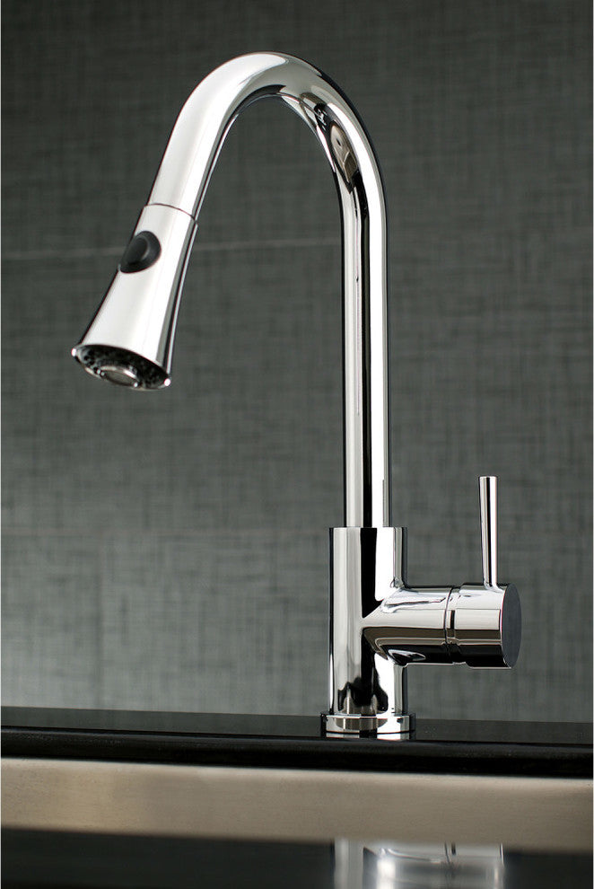Gourmetier Single-Handle Pull-Down Kitchen Faucet, Polished Chrome
