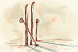 "Skis" Painting Print on Wrapped Canvas
