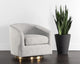 Hazel Swivel Lounge Chair, Gold, Belfast Heather Gray