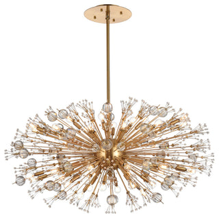 Victor 48" Crystal Starburst Oval Pendant, Gold