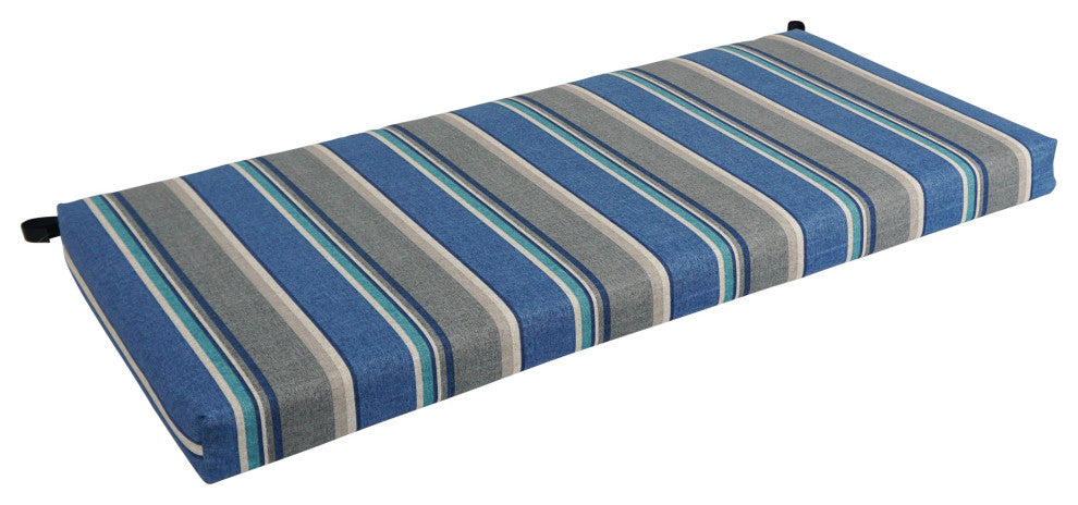 45"X19" Patterned Outdoor Spun Polyester Loveseat Cushion, Sovaro Denim
