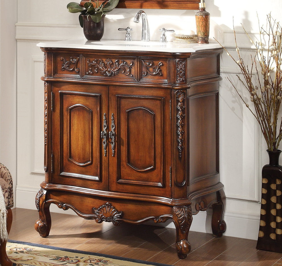 33" Unique Classic Benson Bathroom Sink Vanity and Mirror