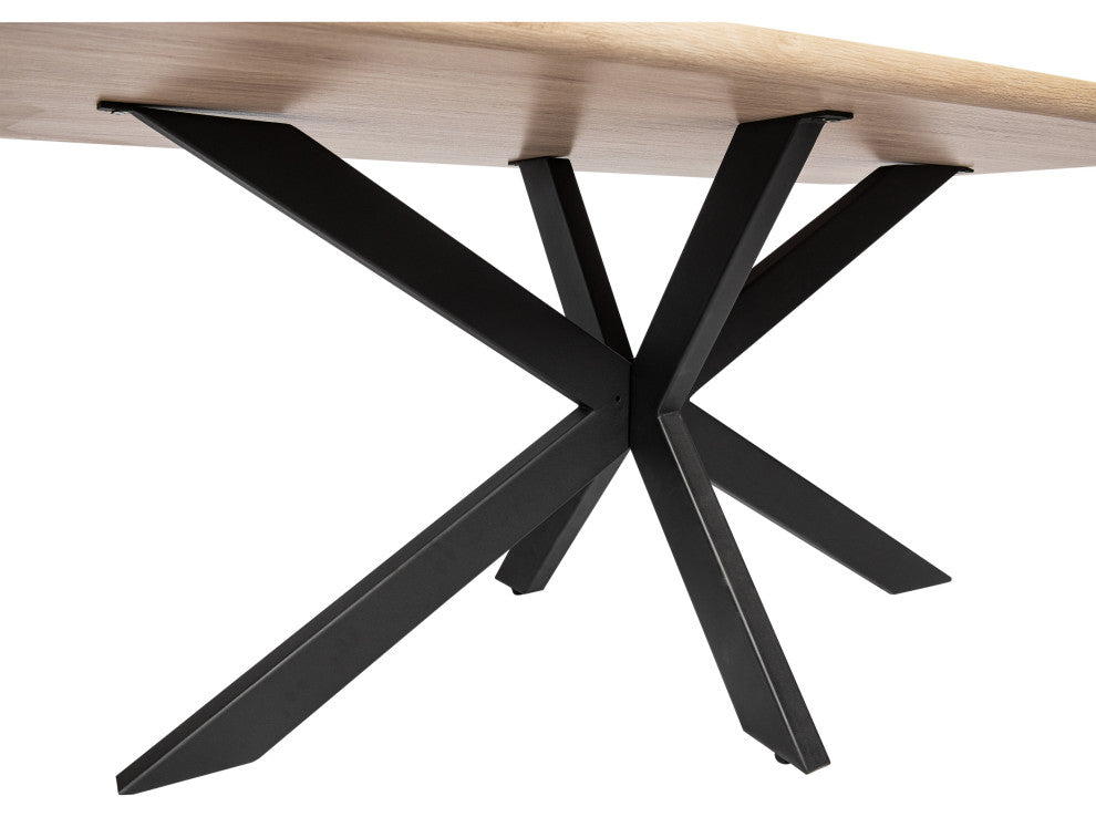 Ravenna 63" MDF Dining Table With X-Cross Geometric Metal Base, Maple