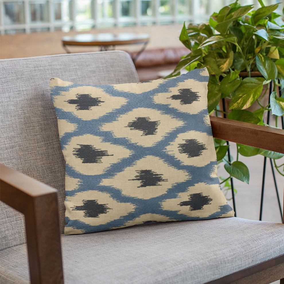 Plutus Blue Color Stitched Dot Luxury Throw Pillow, 18"x18"