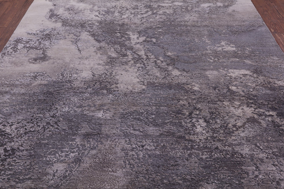 Wool and Silk Abstract Hand-Knotted Rug 7' 11" X 10' 1" Q9044