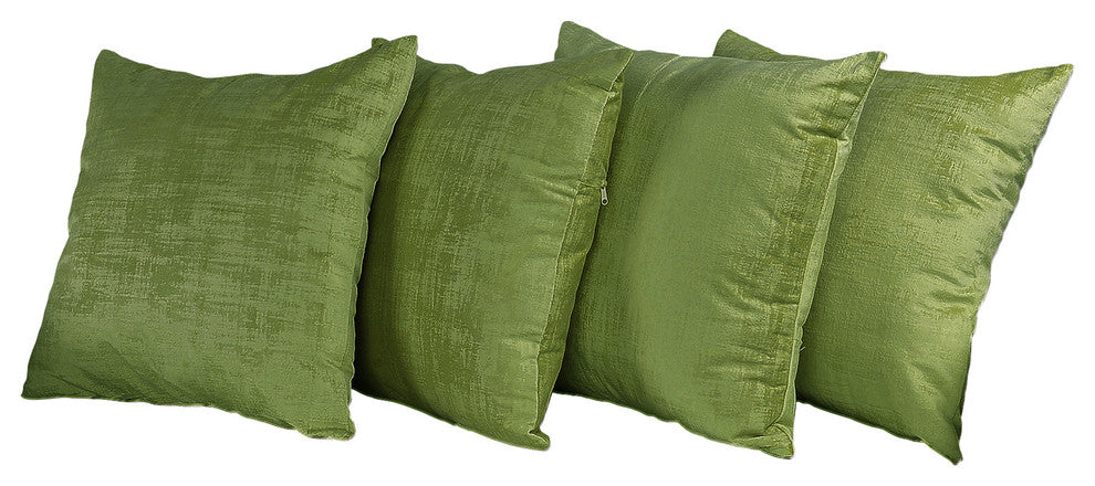 Serenta Textured Velvet Pillow Shell, Set of 4, Calla Green